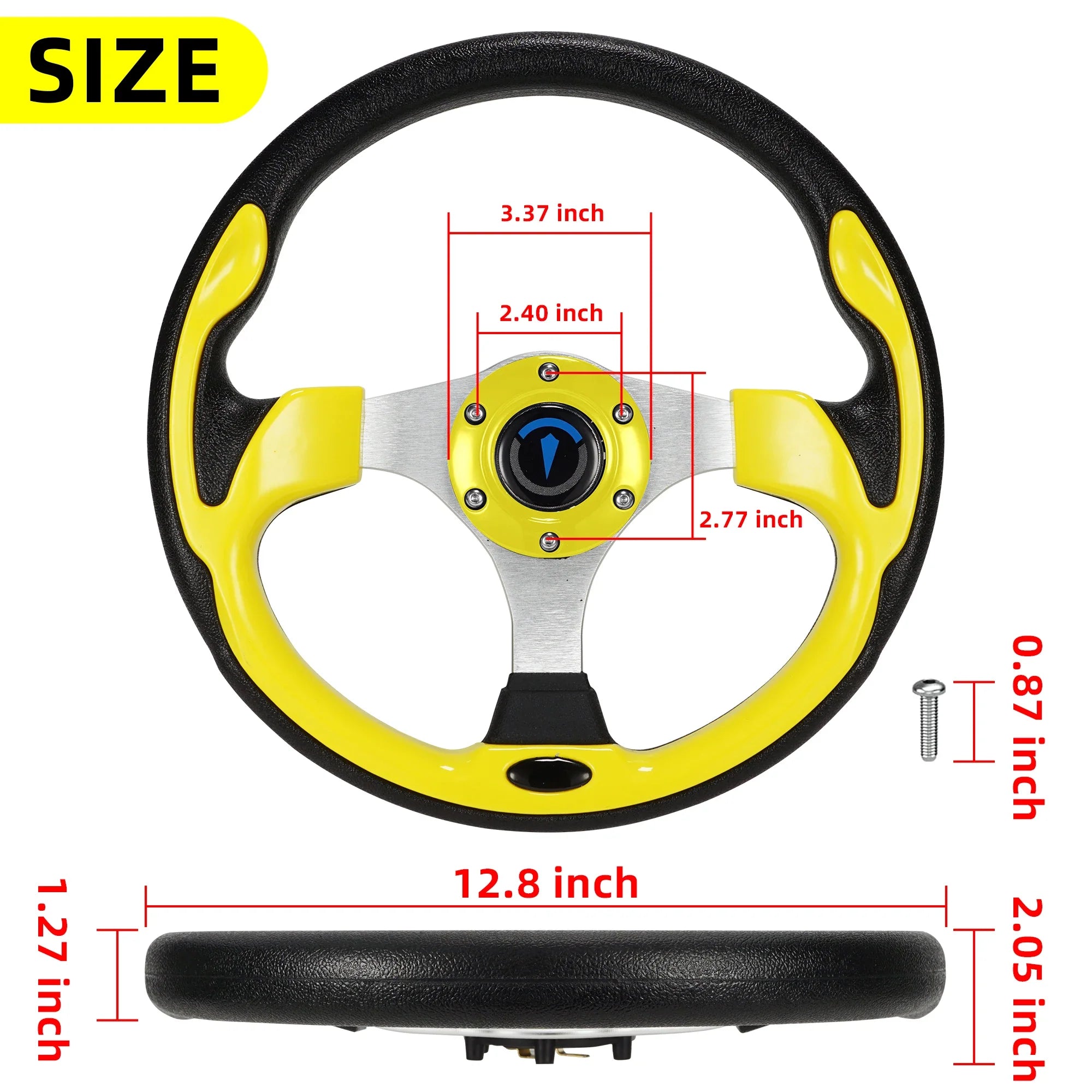13 Inch 320mm Universal Golf Cart Steering Wheel – PU Leather, 5/6 Hole