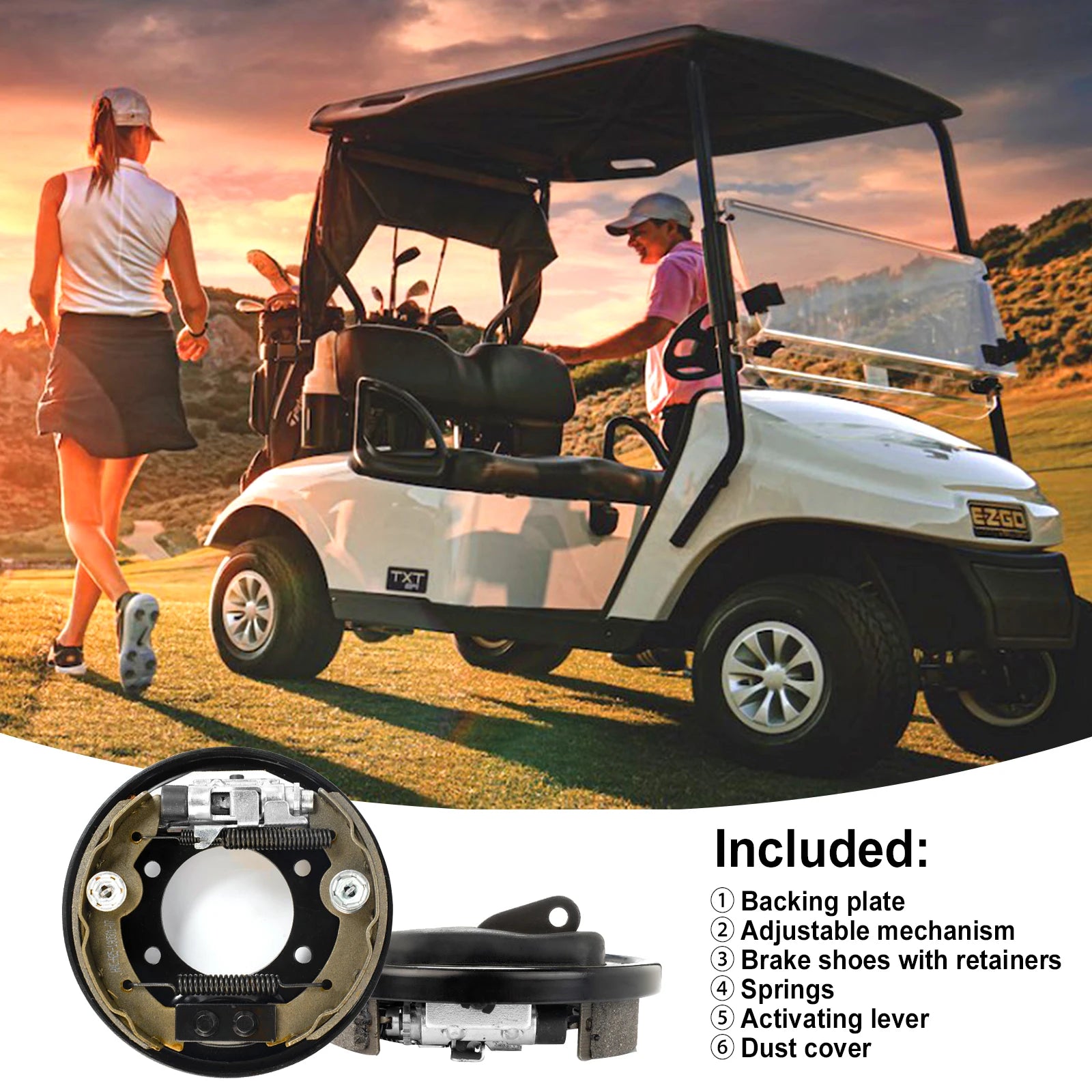 Golf Cart Brake Assembly Fit | EZGO TXT PDS & Yamaha G14-G22, Driver & Passenger Side, OEM #70998-G01, 70998-G02