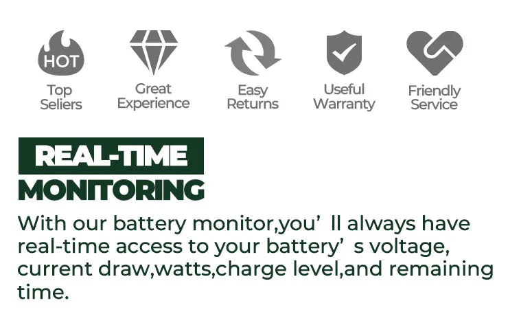 500A Smart Shunt Battery Monitor with LCD Display