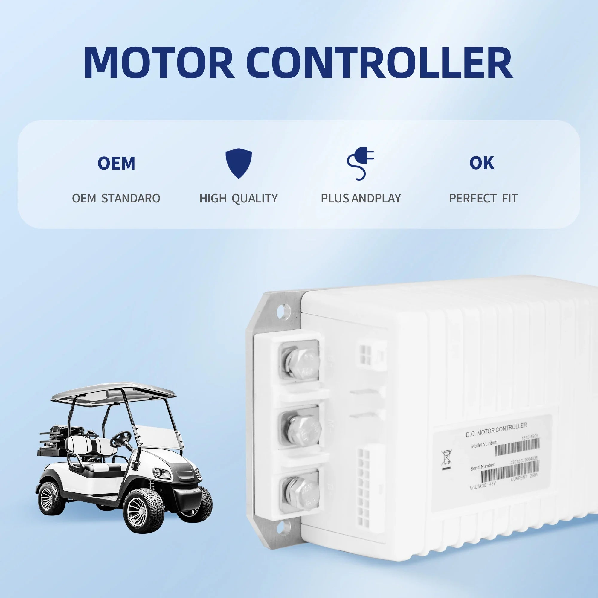 48V 250A Golf Cart Motor Controller for Club Car Carryall 300, Precedent & Tempo (2014–2019) – Curtis 1515-5206