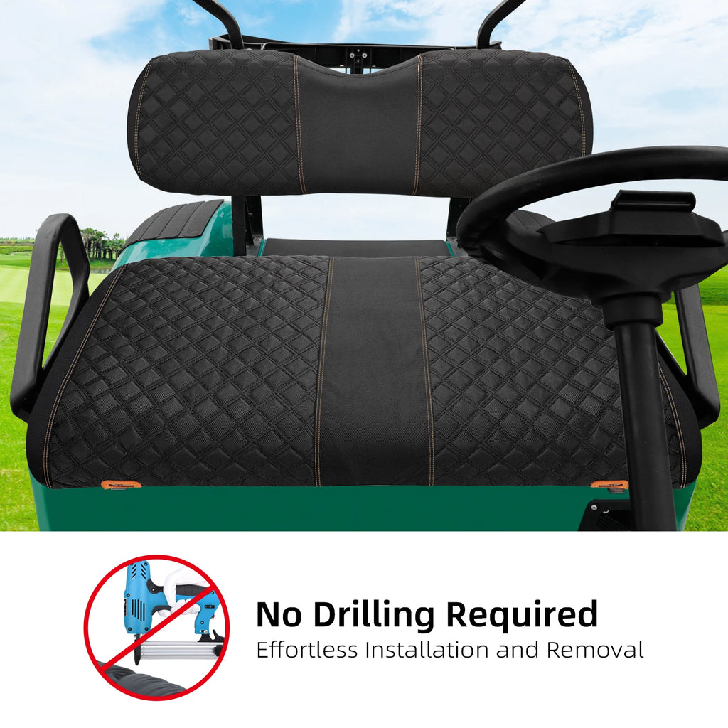 1680D Oxford Fiber Golf Cart Seat Covers Compatible with EZGO TXT, Backrest Bottom Seat Cover, No Drilling Required