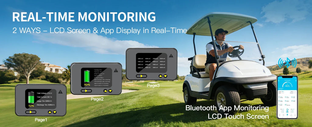 48V 150Ah Lithium Golf Cart Battery Built-in 200A BMS 6000+ Cycles Max. 10.24kW, Support Touch Monitor & Mobile APP