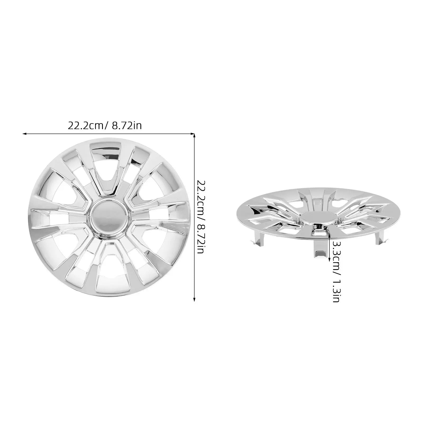 8.72" Chrome Golf Cart Wheel Hub Caps – Universal Rim Replacement Covers (Set of 2)