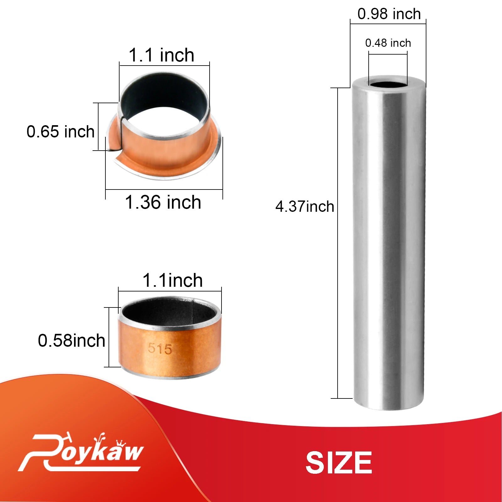 Golf Cart Bushing Spindle King Pin Tube Fit | EZGO TXT/RXV , Replaces #70648G01,70749G01, 70745G01