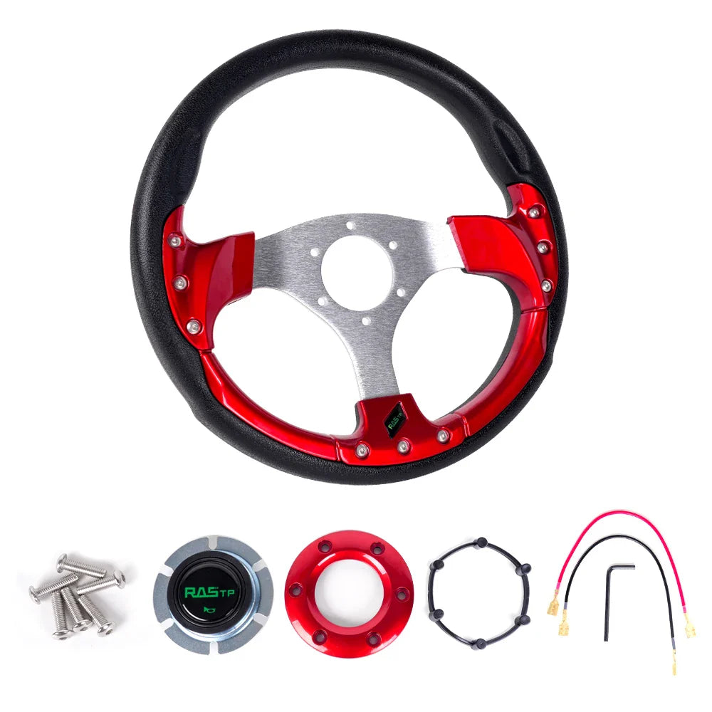 13 Inch 320mm Golf Cart Steering Wheel – PU Leather, Universal 5/6 Hole