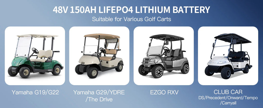 48V 150Ah Lithium Golf Cart Battery Built-in 200A BMS 6000+ Cycles Max. 10.24kW, Support Touch Monitor & Mobile APP
