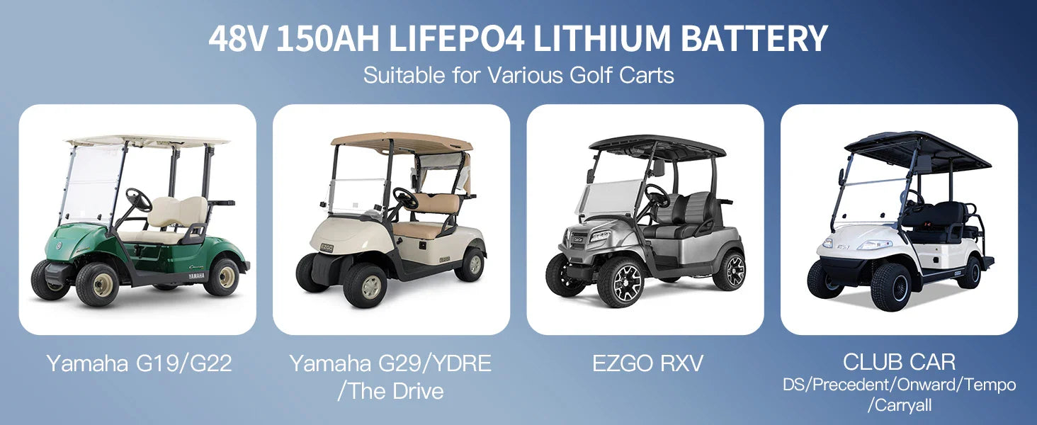 48V 150Ah Lithium Golf Cart Battery Built-in 200A BMS 6000+ Cycles Max. 10.24kW, Support Touch Monitor & Mobile APP