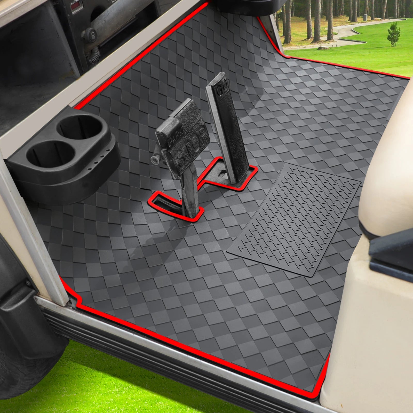 Golf Cart Mat Full Coverage Floor Liner | Club Car DS (1982-2013) & Villager (1982-2018), 8mm Thick Heavy-Duty Mat