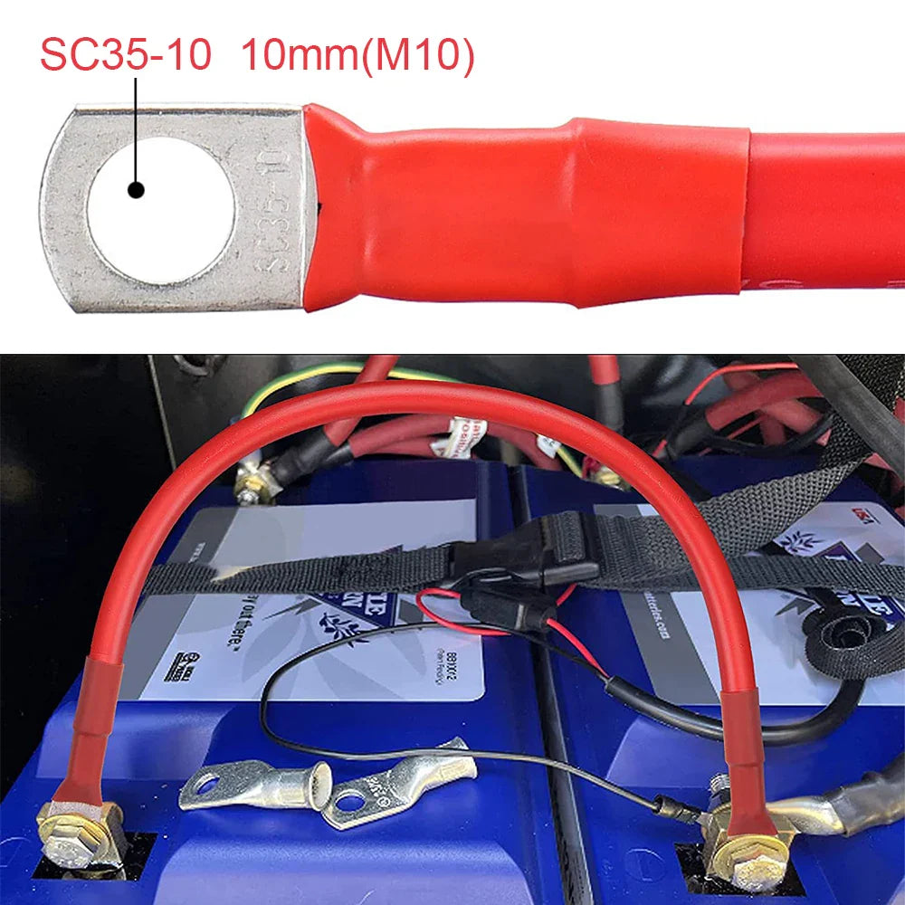 2/4AWG 30/50CM Battery Inverter Cable Set With Terminals Stranded Copper Cord Solar Power Connection Wire With Lugs