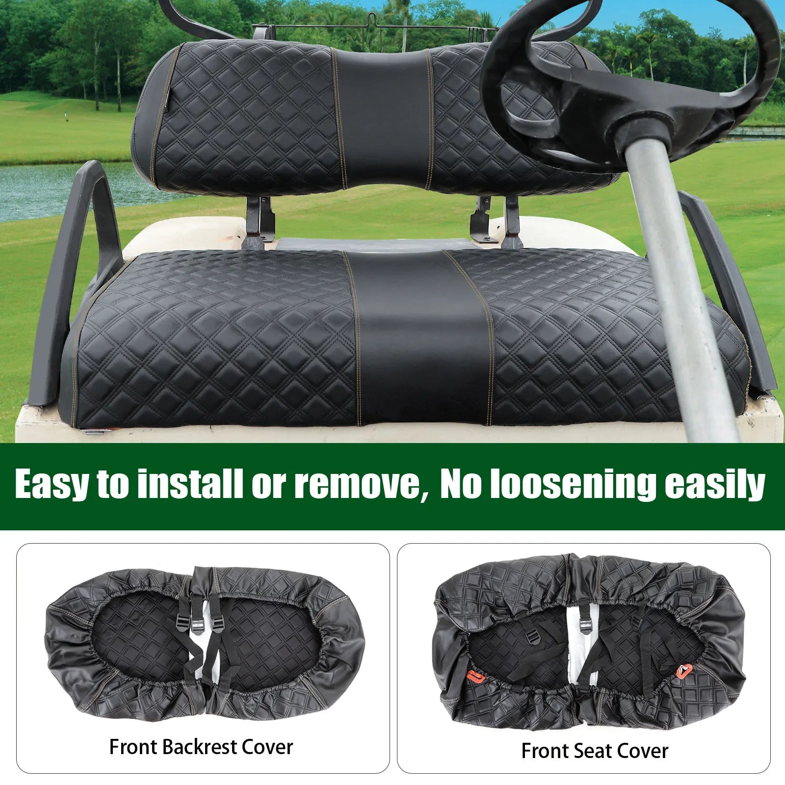 Golf Cart Seat Covers Kit Fit | Club Car DS OEM Ordinary Seat Cushion, Vinyl Material/Soft, Comfortable & Easy to Clean