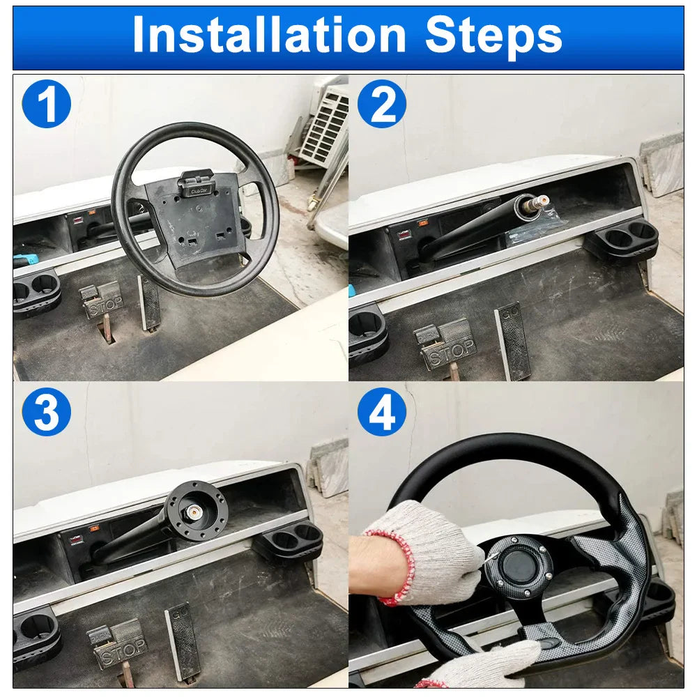 13 Inch 320mm Racing Style Steering Wheel for Yamaha Golf Cart & EZGO – Aluminum Alloy