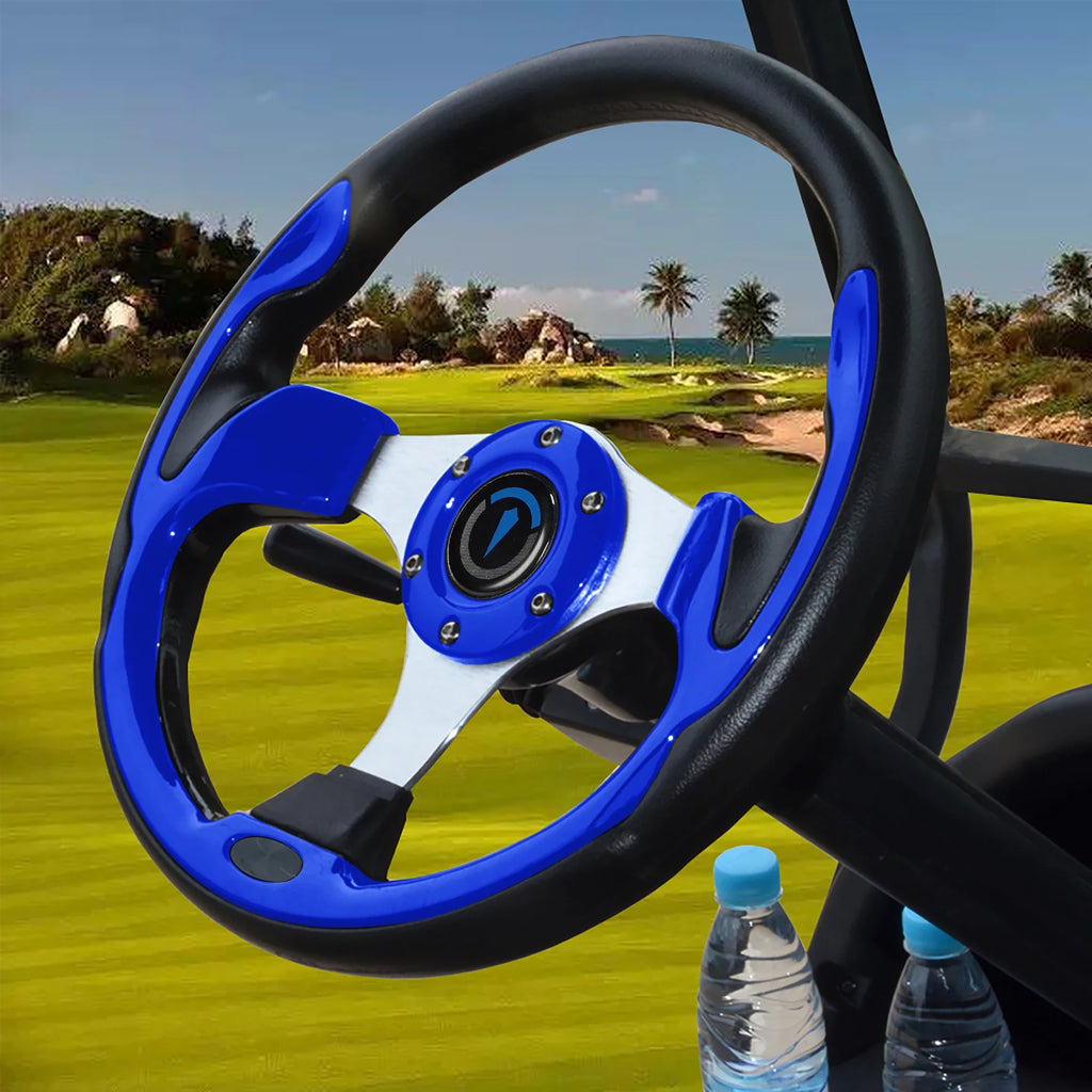 13 Inch 320mm Universal Golf Cart Steering Wheel – PU Leather, 5/6 Hole