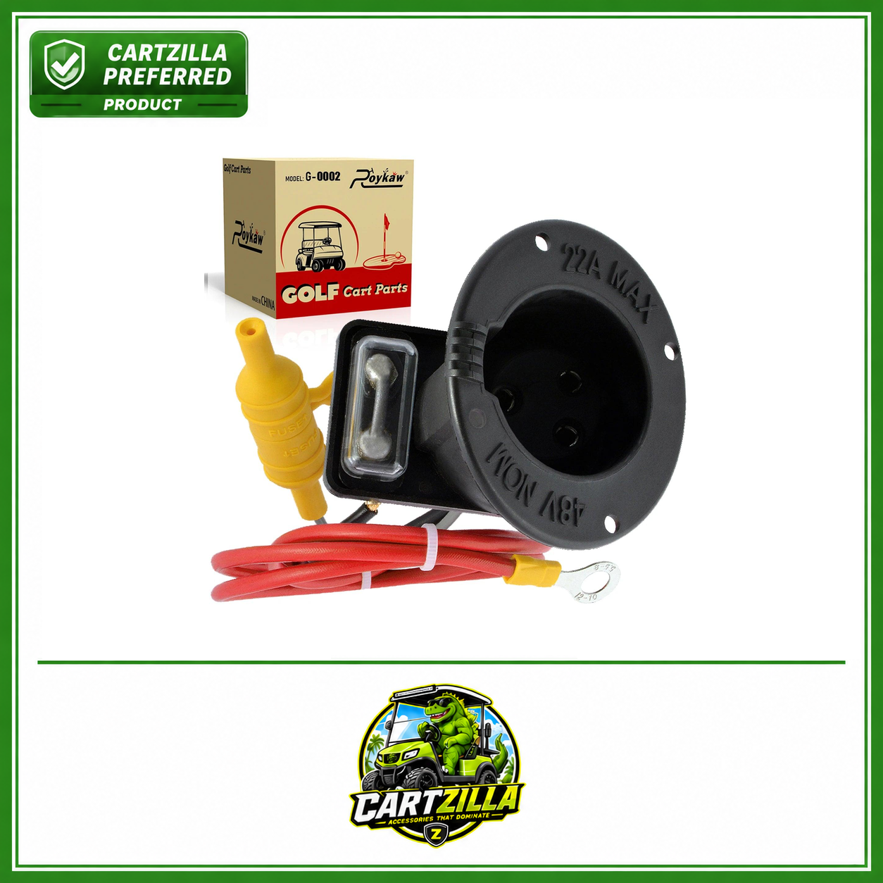 48 Volt Charger Receptacle with Fuse Assembly | Club Car DS 2000-up Electric