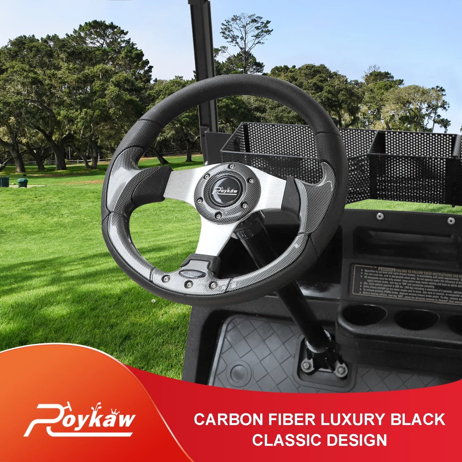 Roykaw Golf Cart Steering Wheel Fit for EZGO TXT/RXV, Club Car DS/Precedent/Tempo, Yamaha G29/Drive/Drive2 & Most Golf Carts