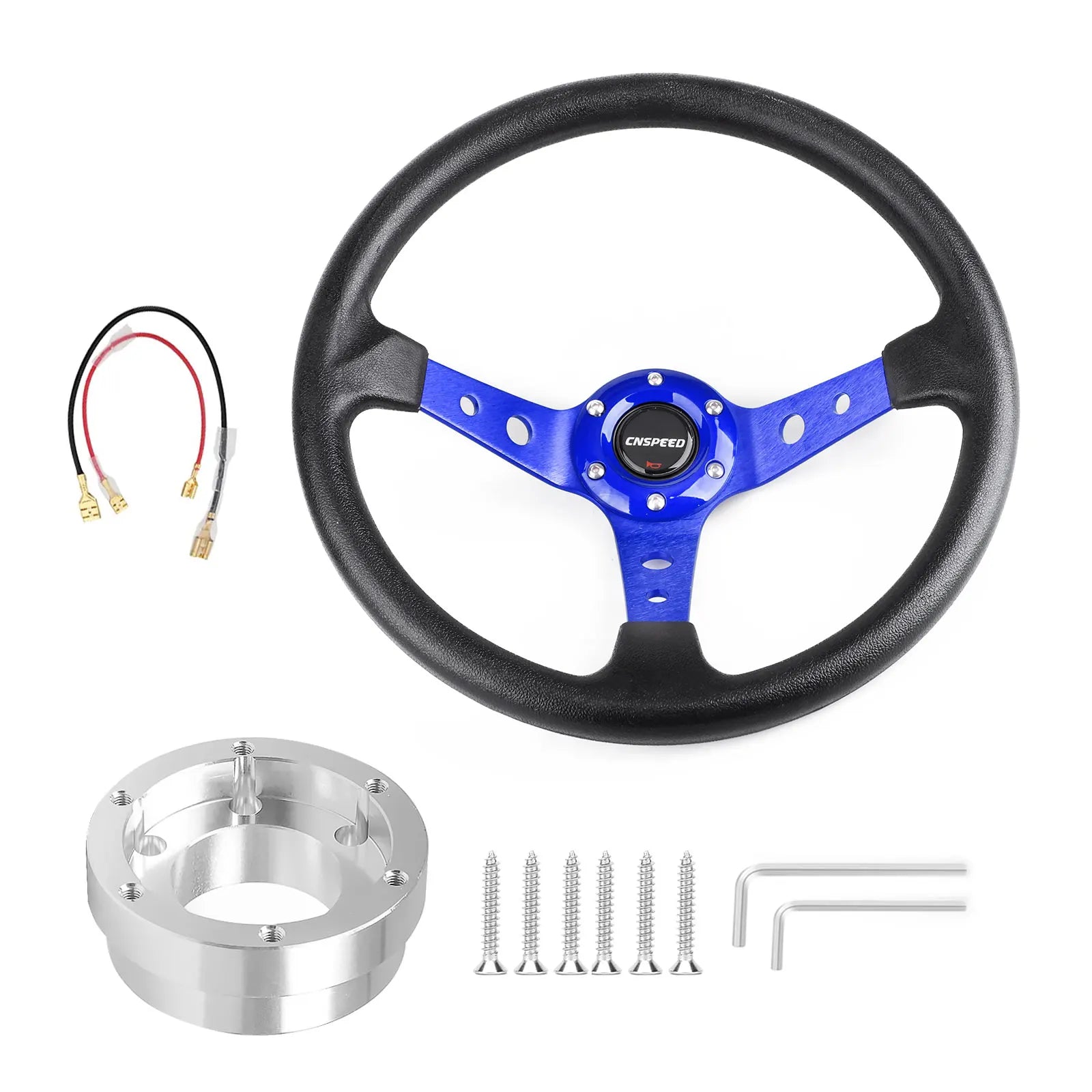 14 Inch 350mm PU Leather Racing Steering Wheel with 70mm PCD Adapter for Logitech G29 G920 G923