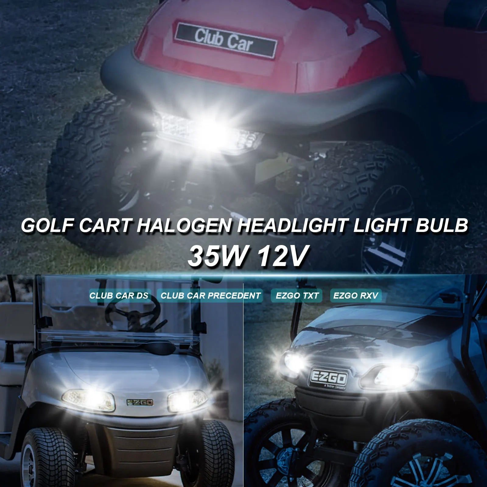 Golf Cart Halogen Headlight Bulb for Club Car DS & Precedent and EZGO 12V/35W OEM# 101988101 74004G01