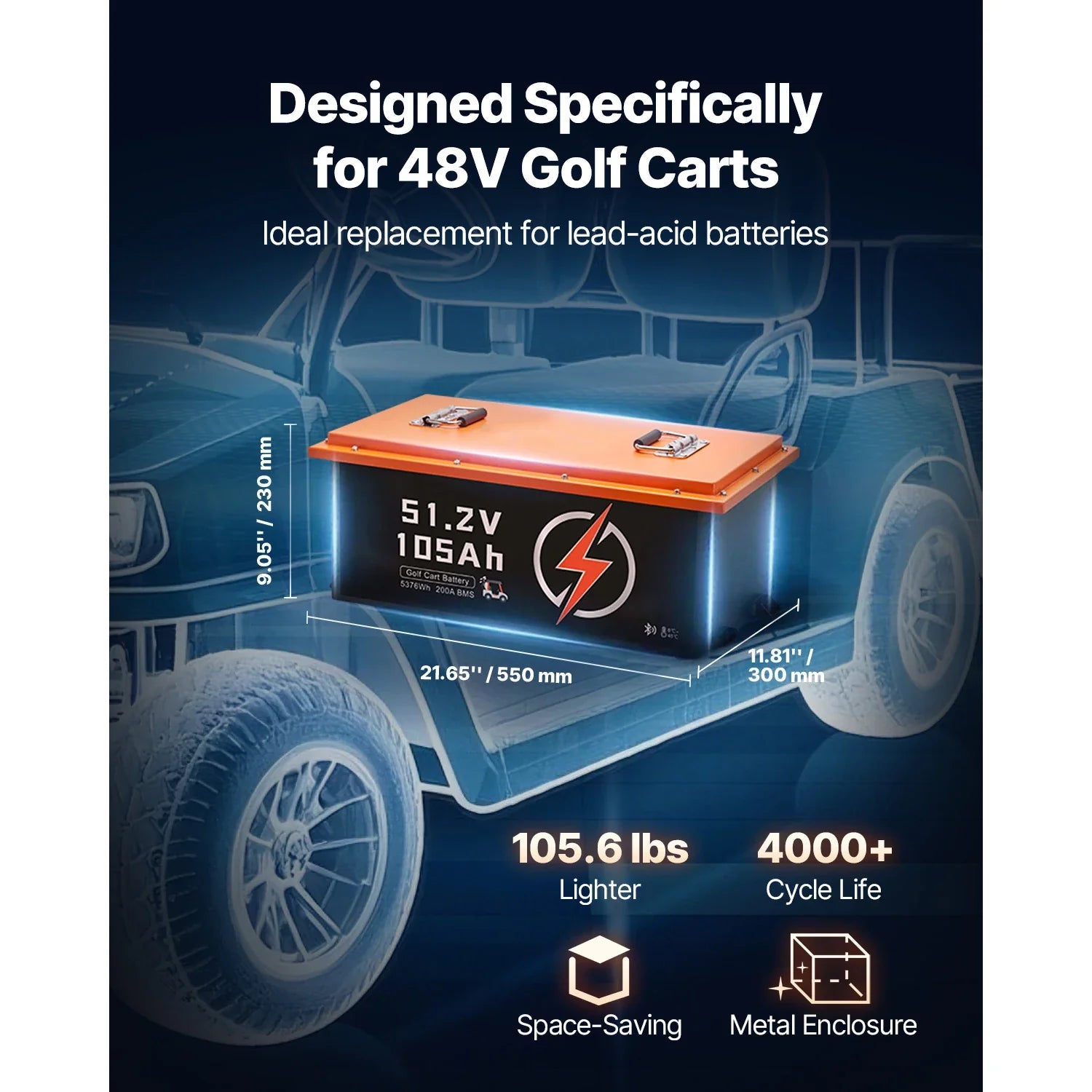 36V/48V 105Ah LiFePO4 Golf Cart Lithium Battery with BMS