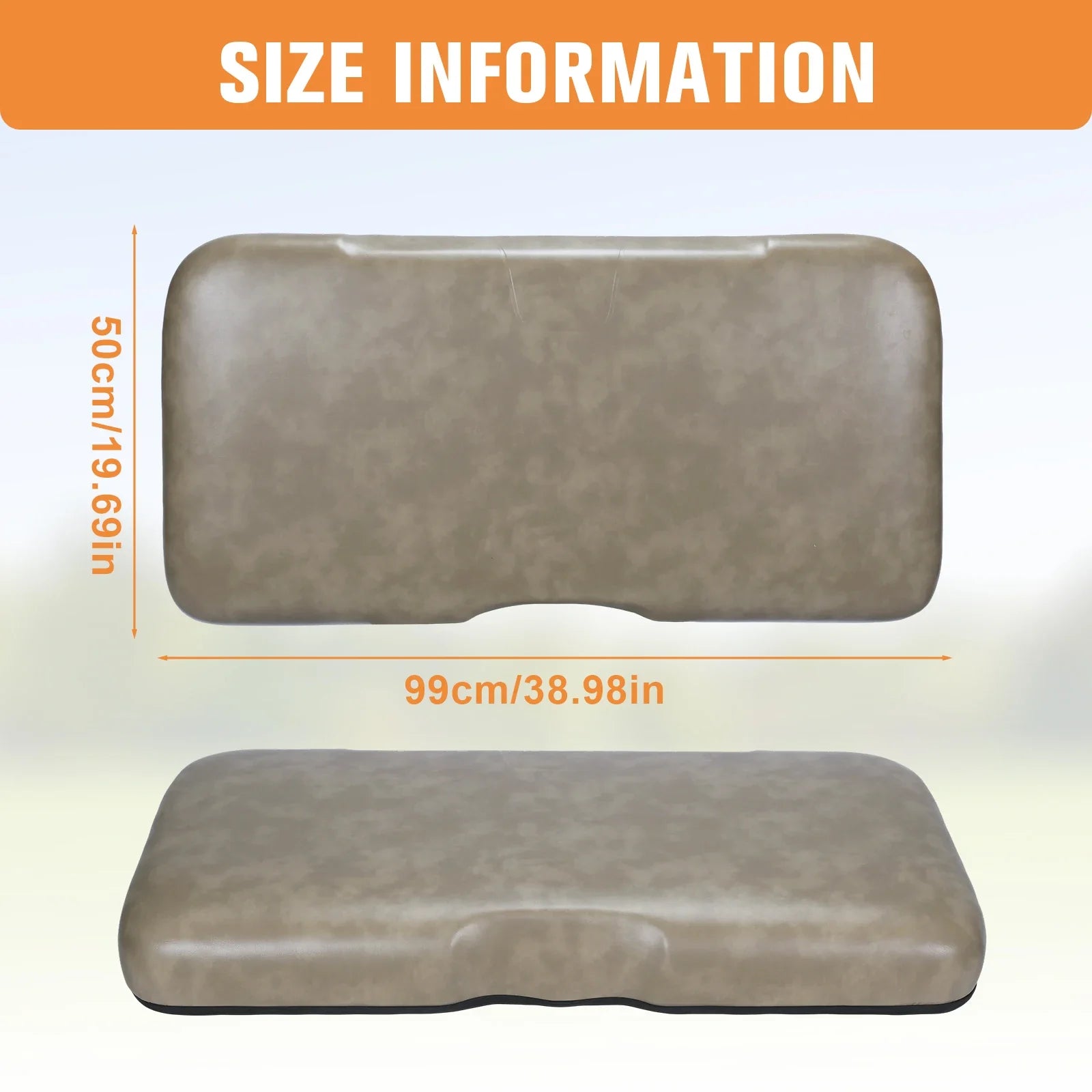 EZGO RXV Front Seat Bottom Cushion Assembly – Beige PU Leather with Mounting Hardware (2008 & Up)