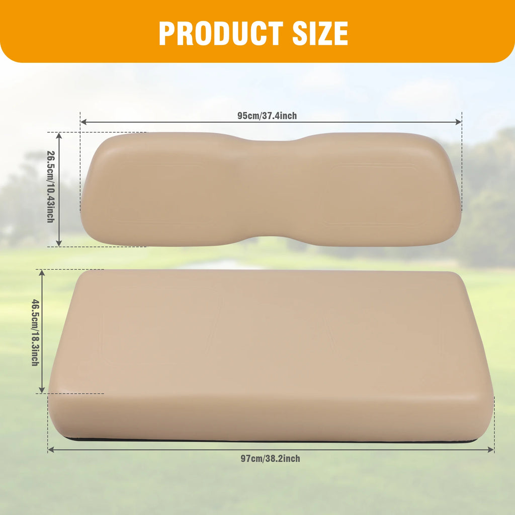 Club Car DS Front Seat Cushion Set – PU Leather Bottom & Backrest Replacement (2000.5 & Up)