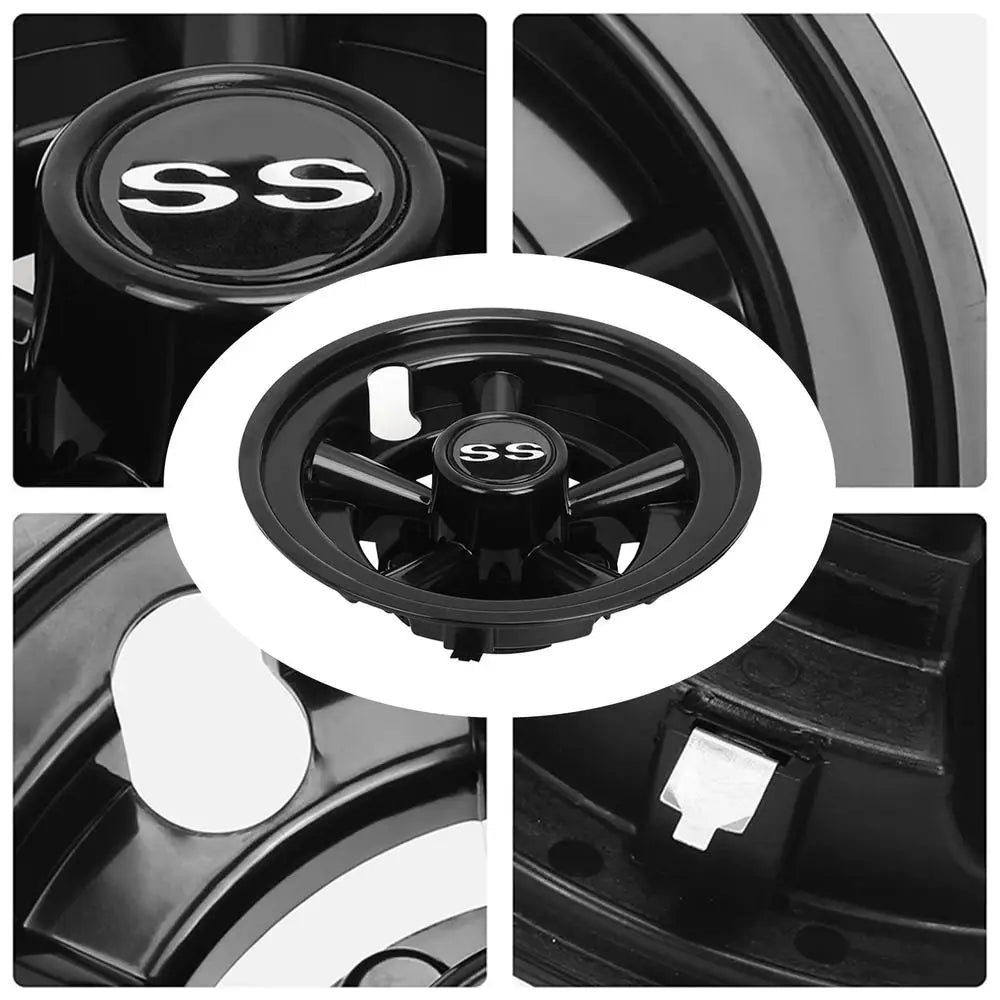 8" Black Chrome Golf Cart Hub Caps – No-Tool Install for Club Car (Set of 4)