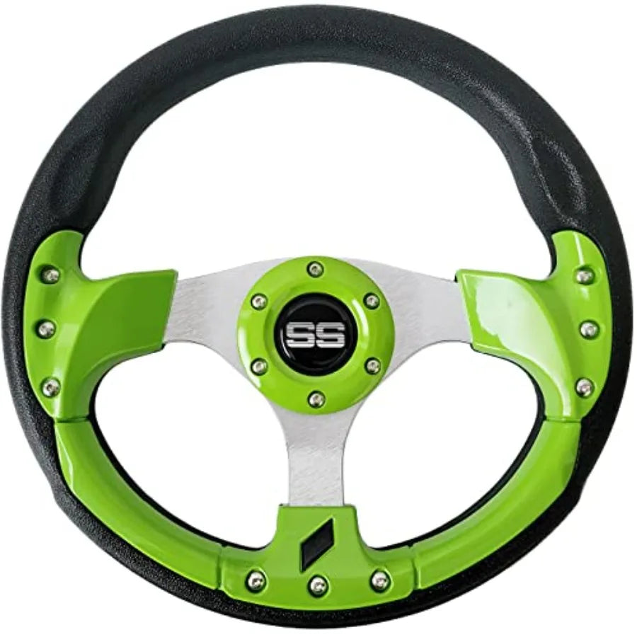 350mm Sport Racing Steering Wheel for Golf Cart – PU Leather, Universal 5/6 Hole