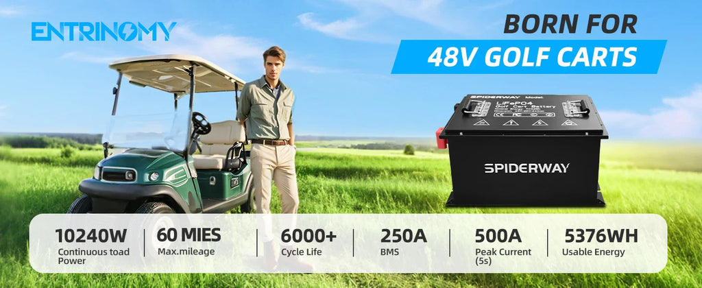 New 48V 105Ah Golf Cart LiFePO4 Lithium Battery with 25A Charger for EZGO Club Car Yamaha