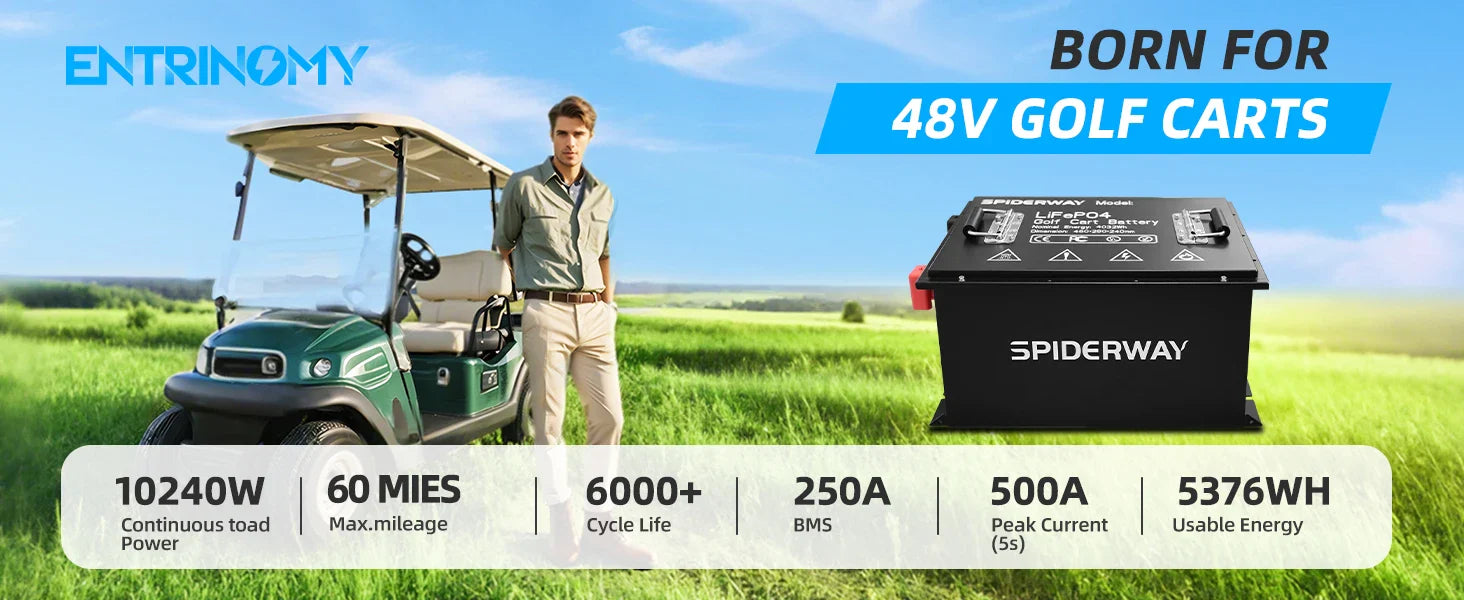 New 48V 105Ah Golf Cart LiFePO4 Lithium Battery with 25A Charger for EZGO Club Car Yamaha