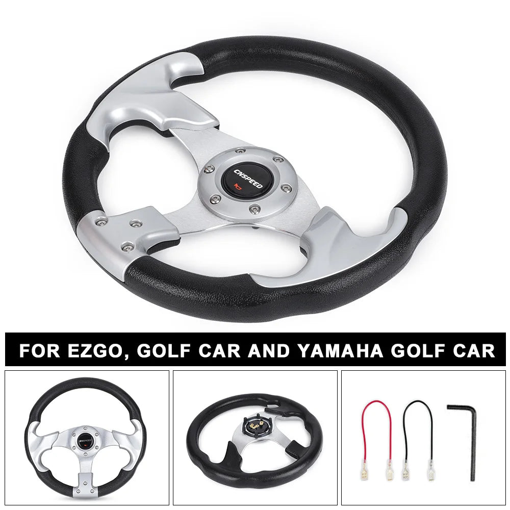 13 Inch 320mm Racing Style Steering Wheel for Yamaha Golf Cart & EZGO – Aluminum Alloy