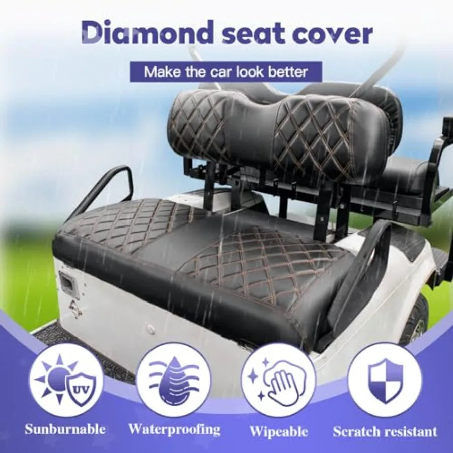 Golf Cart Diamond Seat Covers Kit for EZGO TXT (1994–2013) & EZGO RXV – Vinyl Front Seat Cushion