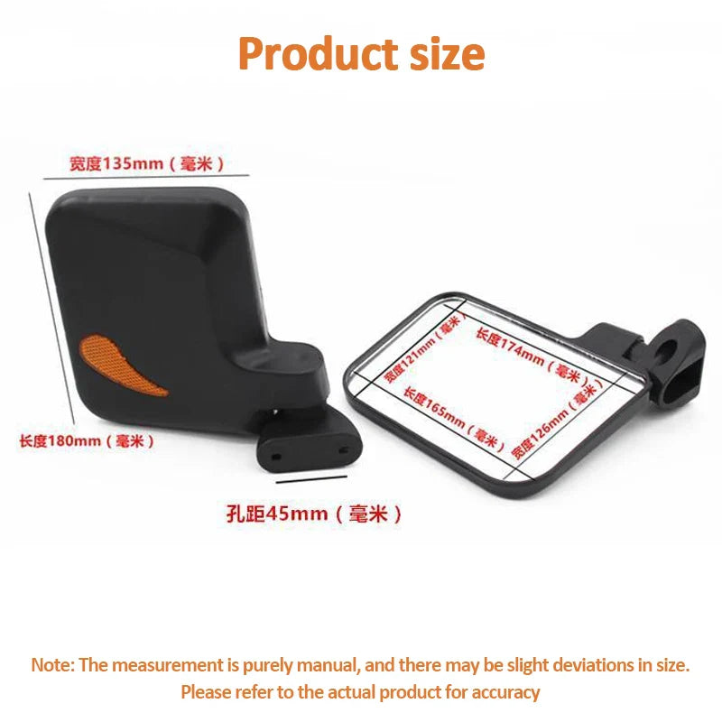 Car Side Rear View Mirror Adjustable Wide-Angle Rearview Mirrors Easy Installation for Tricycle Golf Cart 18 cmx13.5 cm