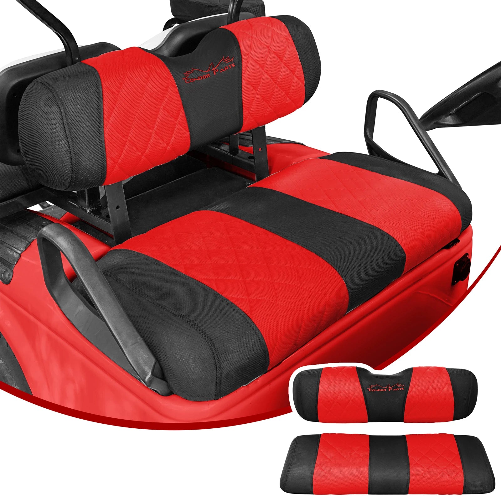 EZGO TXT & RXV Golf Cart Seat Covers – Diamond Design Breathable Mesh, Easy Install