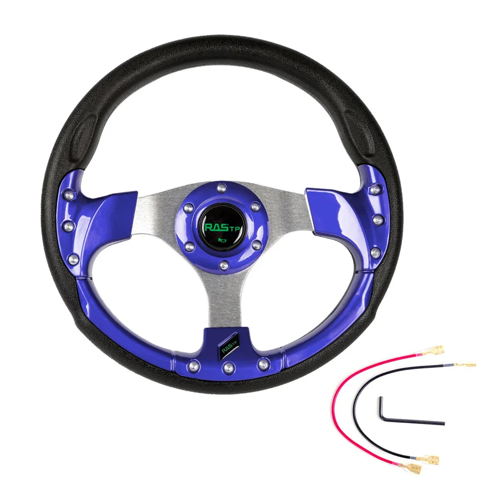 13 Inch 320mm Golf Cart Steering Wheel – PU Leather, Universal 5/6 Hole