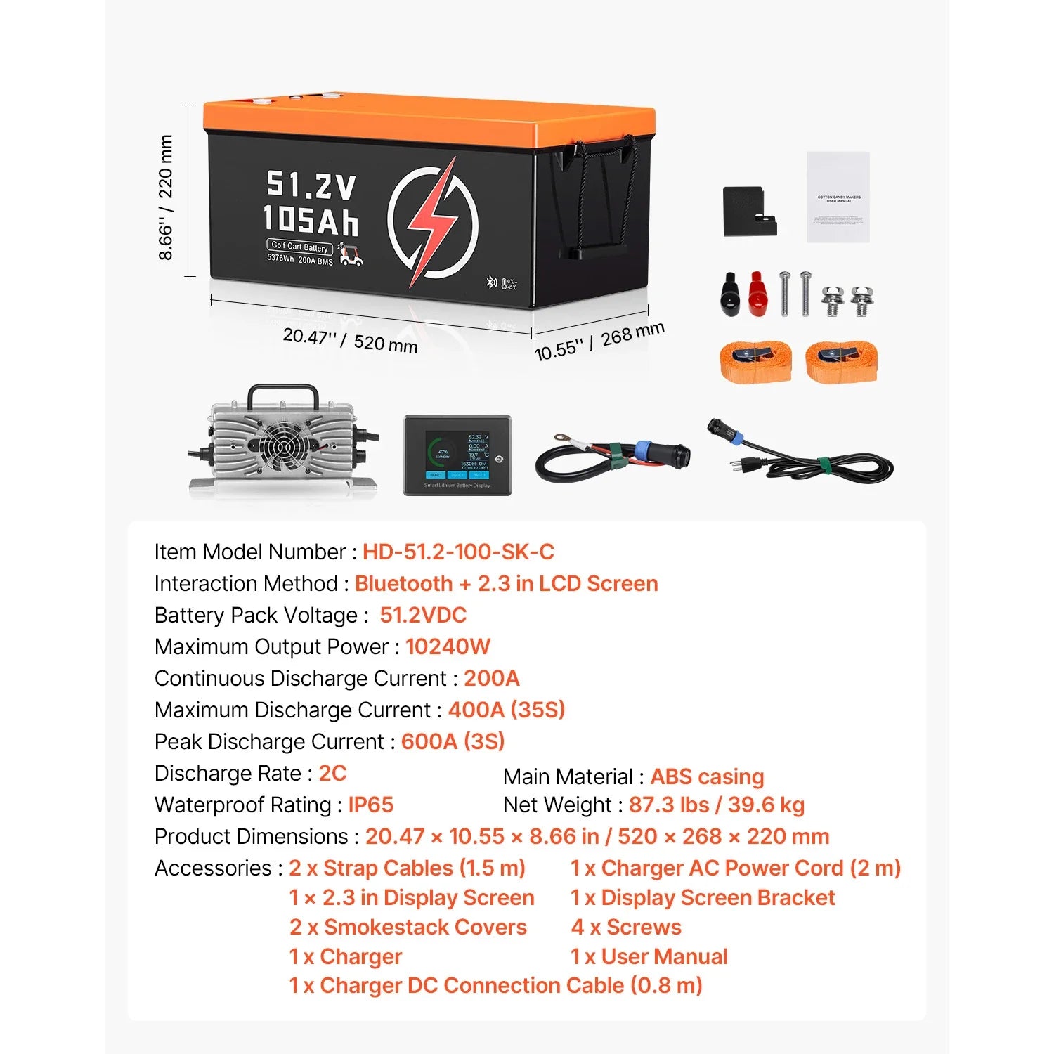 36V/48V 105Ah LiFePO4 Golf Cart Lithium Battery with BMS