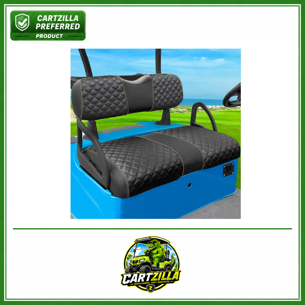 Golf Cart Seat Covers Kit Fit | EZGO RXV OEM Ordinary Seat Cushion, Vinyl Material/Soft, Comfortable & Easy to Clean