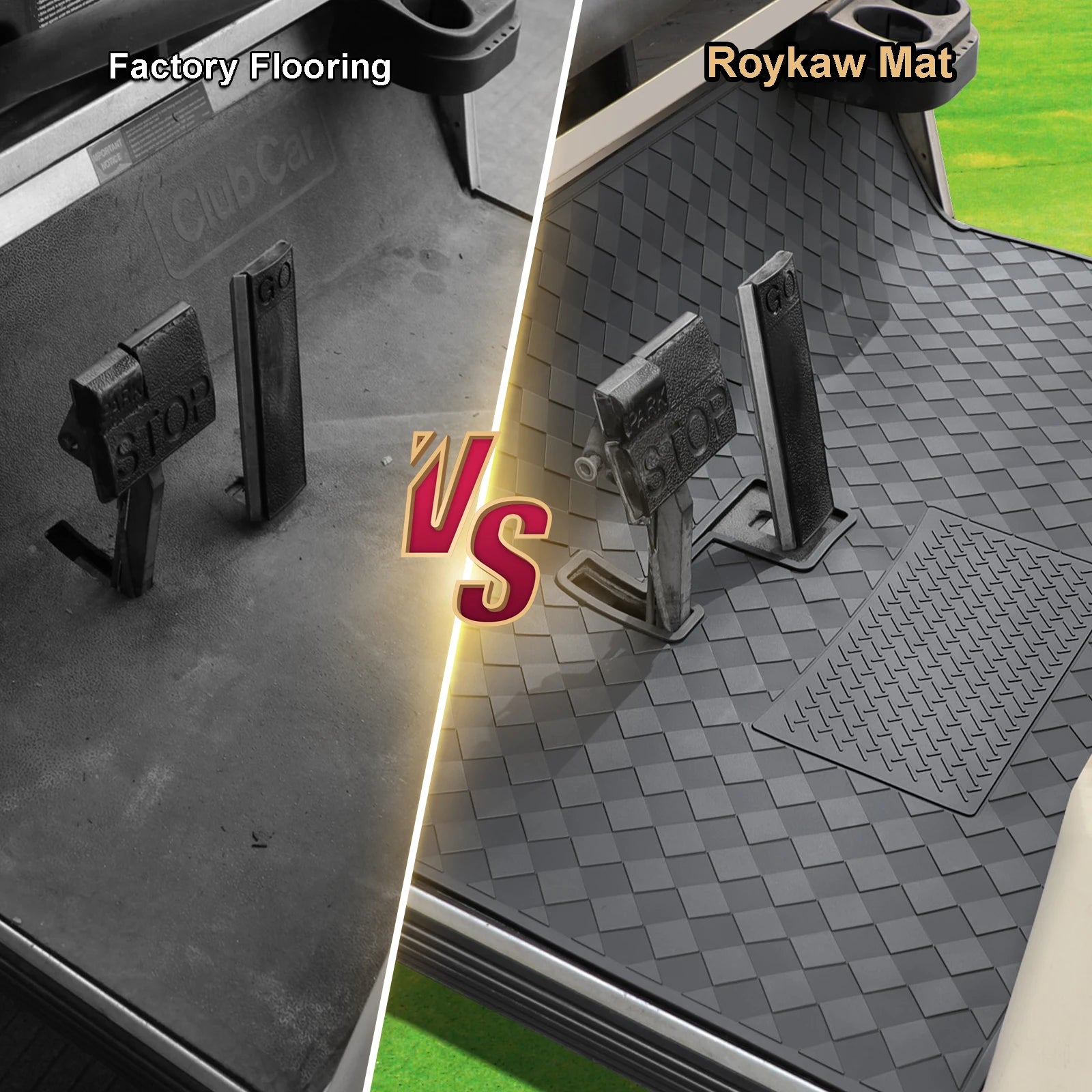 Golf Cart Mat Full Coverage Floor Liner | Club Car DS (1982-2013) & Villager (1982-2018), 8mm Thick Heavy-Duty Mat
