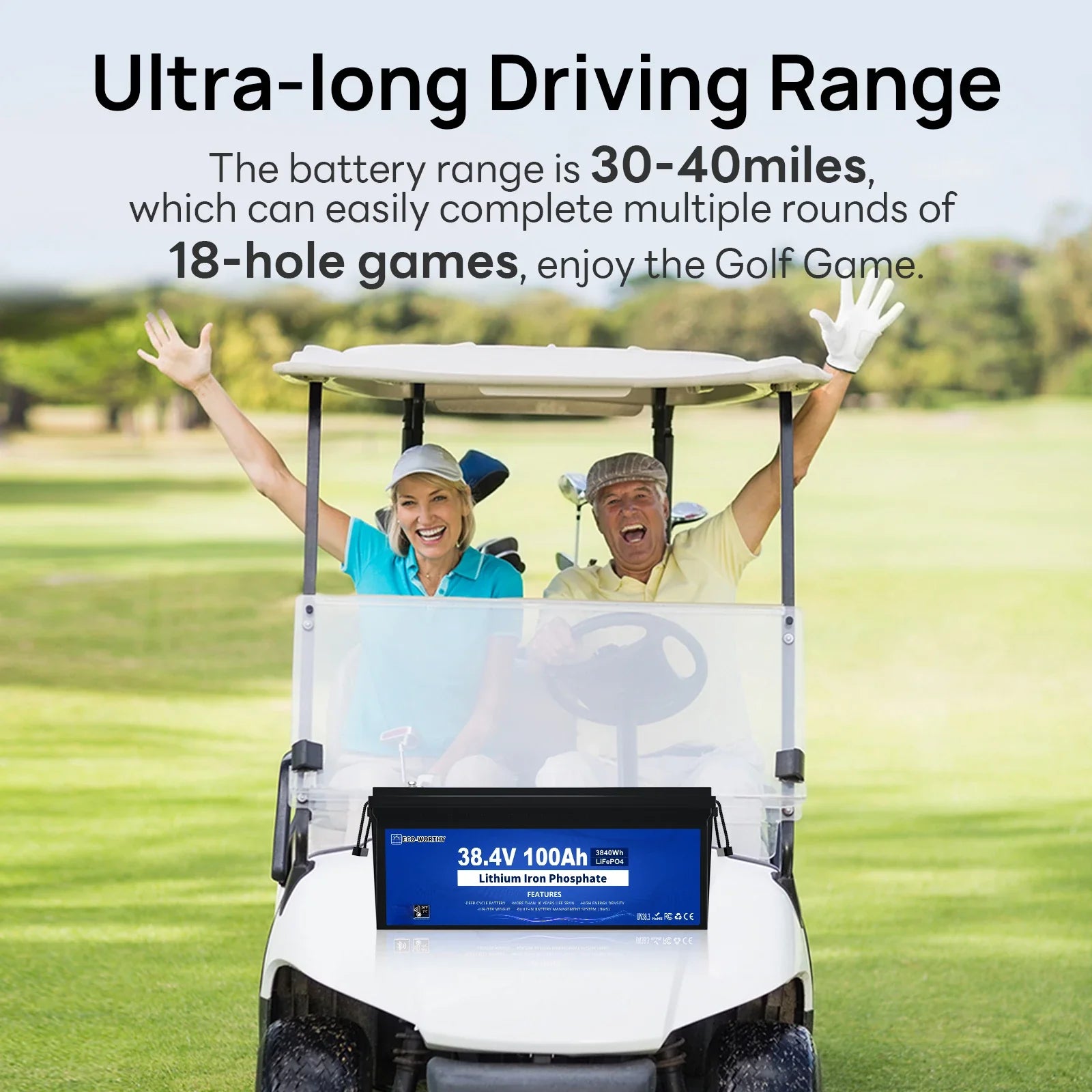 36V 100Ah Golf Cart Lithium Battery with BMS & Bluetooth