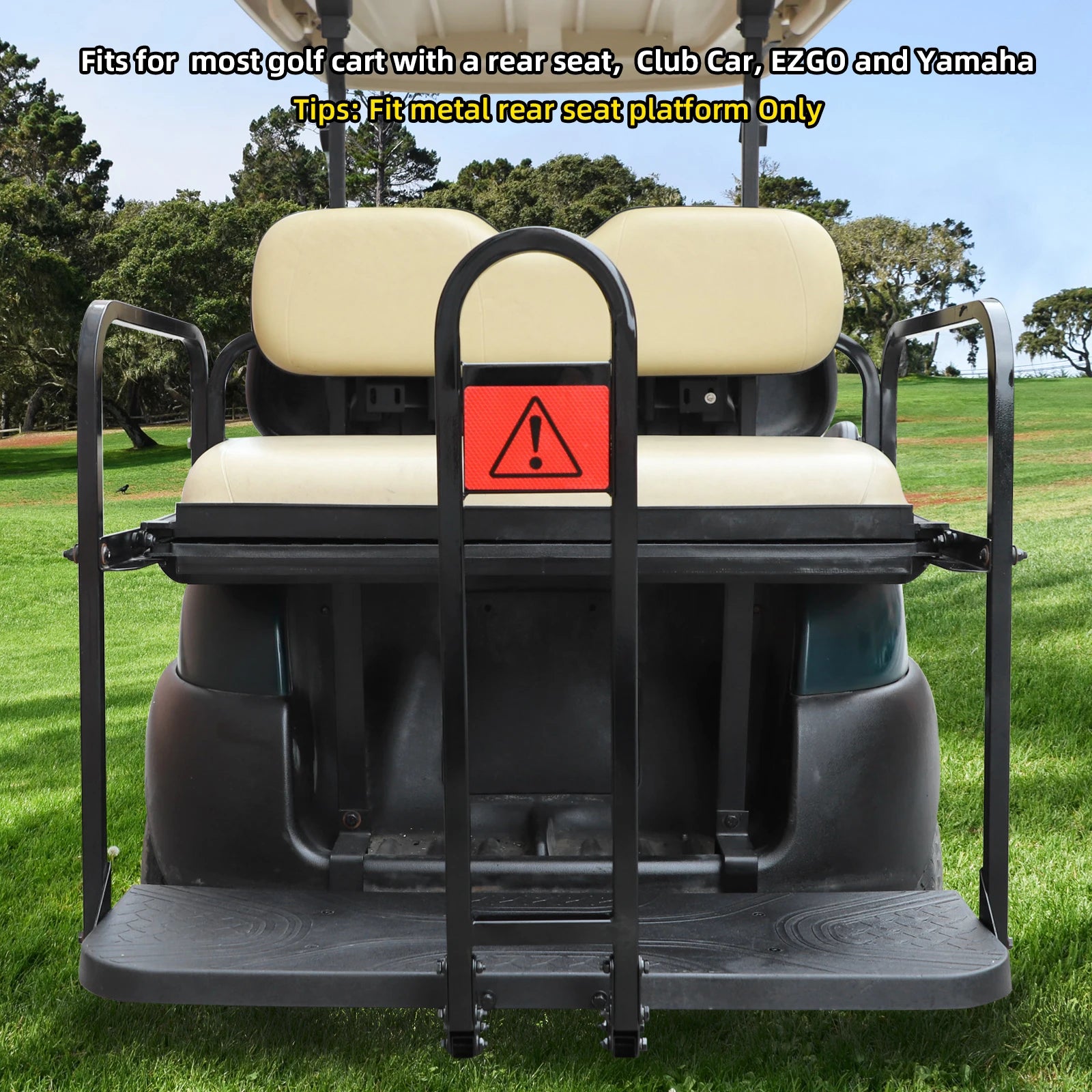 Golf Cart No-Drilling Rear Seat Safety Grab Bar Fit | EZGO, Club Car, Yamaha, Golf Handrail Bar | Rear Seat Passenger