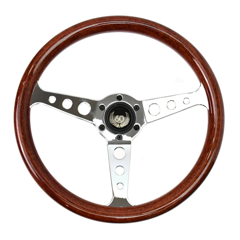 14 Inch 345mm Retro Wood Grain Sport Steering Wheel – Drift Racing with Anti-Slip Bracket