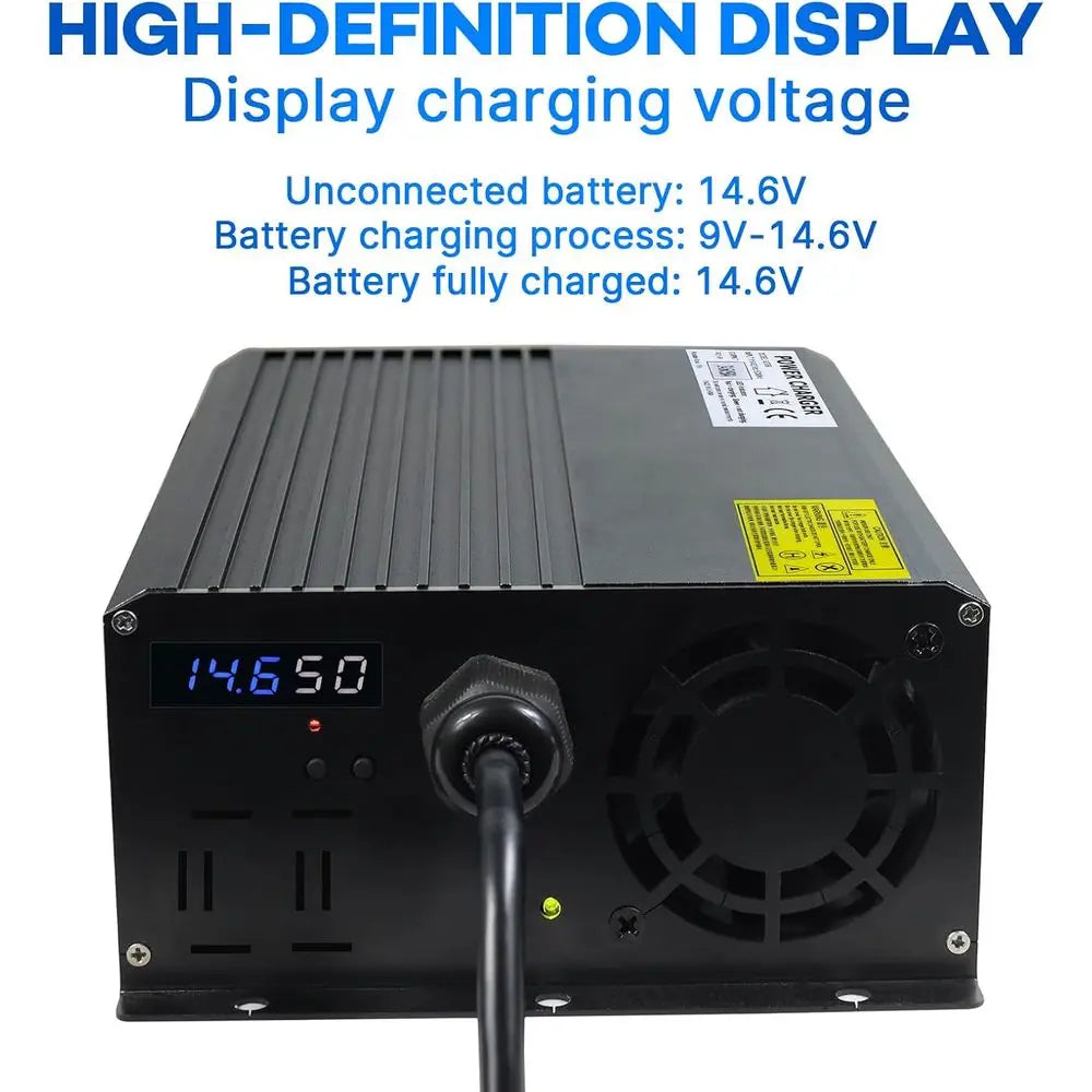 14.6V 50A LifePO4 Battery Charger for Marine Boat RV Lawn Motor Motorcycle Golf Cart，12v Deep Cycle Rechargeable Batteries Charg