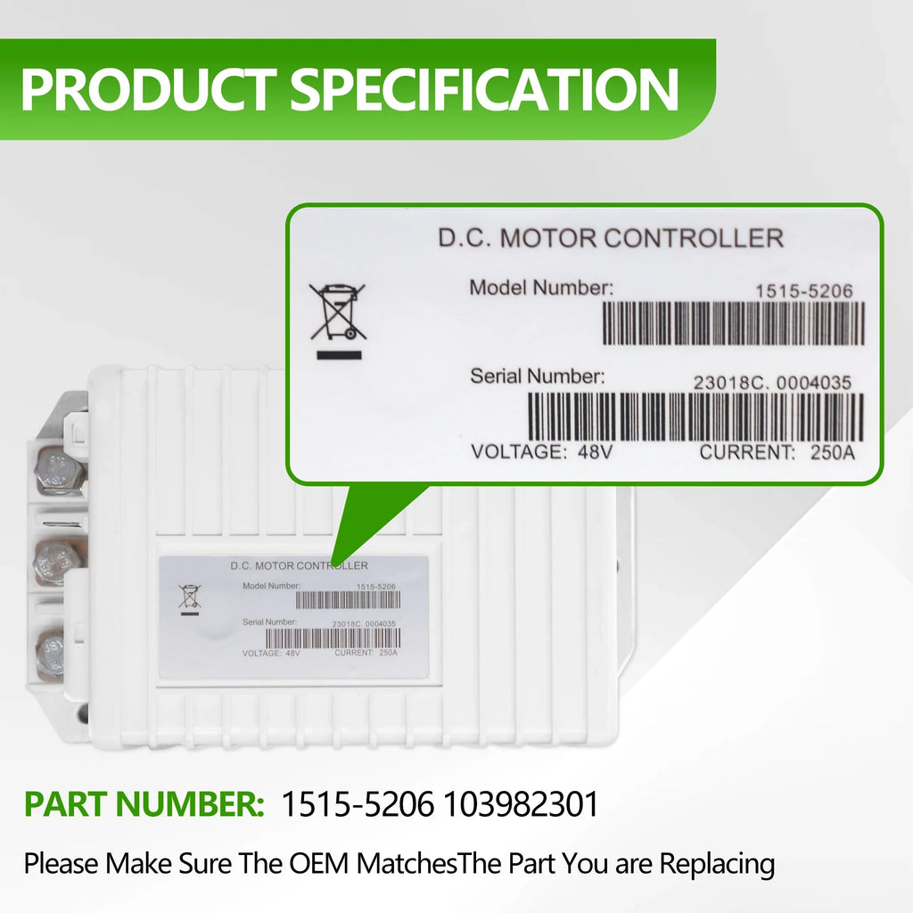 1515-5206 48V 250A Motor Speed Controller 103982301 for Curtis Club Car Precedent Carryall Tempo Onward Golf Cart