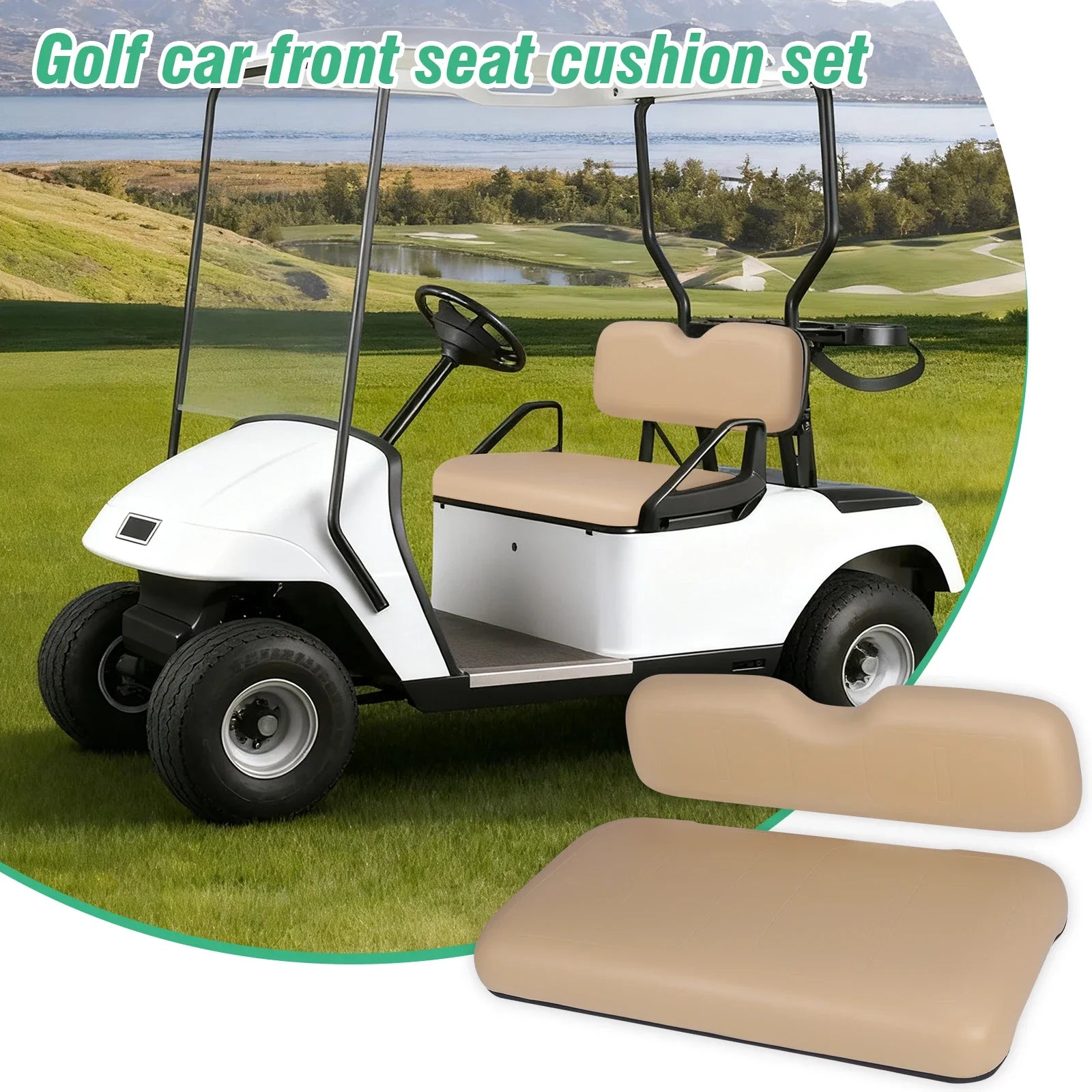 EZGO Medalist TXT Front Seat Cushion Set – PU Leather Bottom & Backrest Replacement (1994–2013)