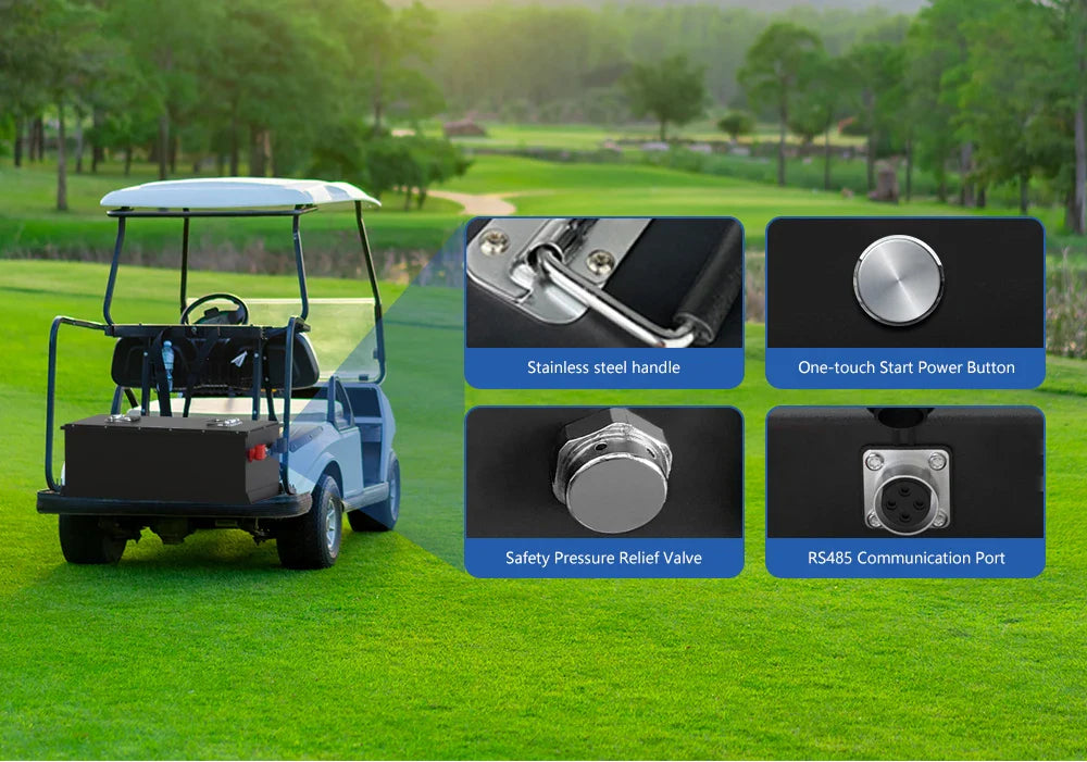 48V 150Ah LiFePO4 Battery 7.6KW Bluetooth Golf Car Battery 16S 200A BMS 51.2V 105Ah 5KW 6000+Cycles LED Display Grade A Cells