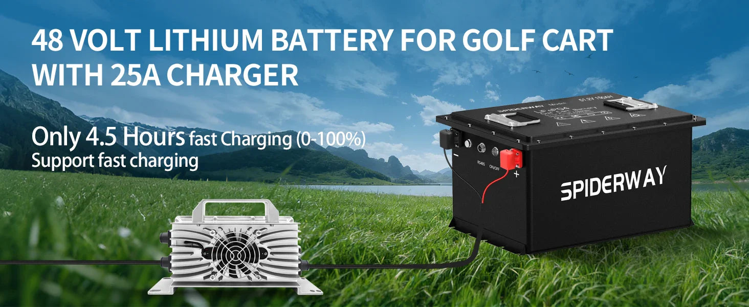 48V 150Ah Lithium Golf Cart Battery Built-in 200A BMS 6000+ Cycles Max. 10.24kW, Support Touch Monitor & Mobile APP