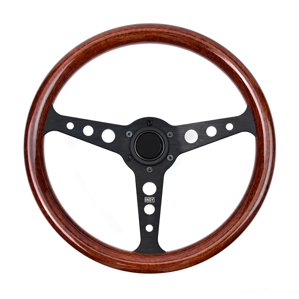 14 Inch 345mm Retro Wood Grain Sport Steering Wheel – Drift Racing with Anti-Slip Bracket