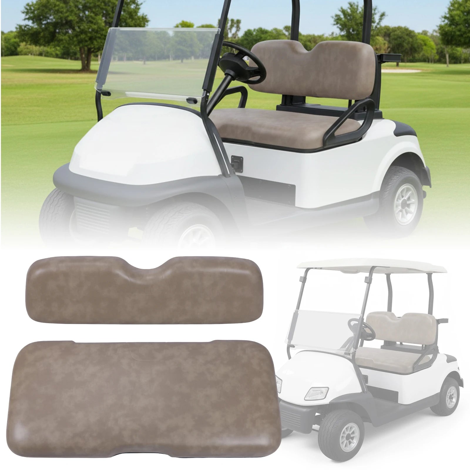 EZGO RXV Front Seat Cushion Assembly – PU Leather Bottom & Backrest Kit (2008 & Up)