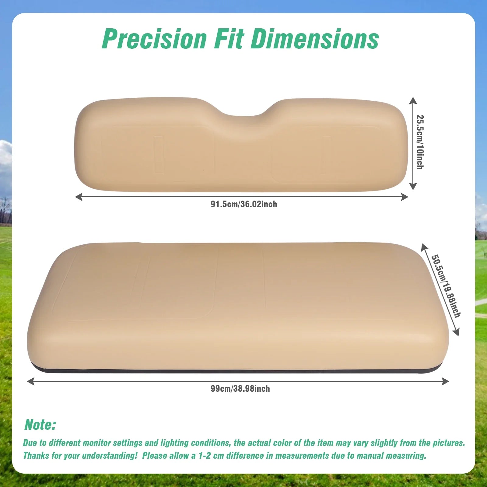 EZGO Medalist TXT Front Seat Cushion Replacement – PU Leather Bottom & Backrest Kit (1994–2013)