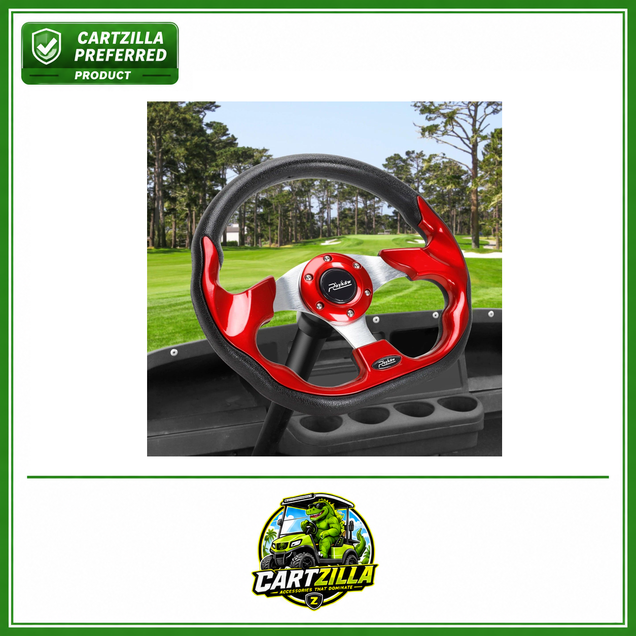 Golf Cart Steering Wheel Fit | EZGO TXT, RXV/Club Car DS, Precedent, Tempo/Yamaha, 12.5" Classic Steering Wheel