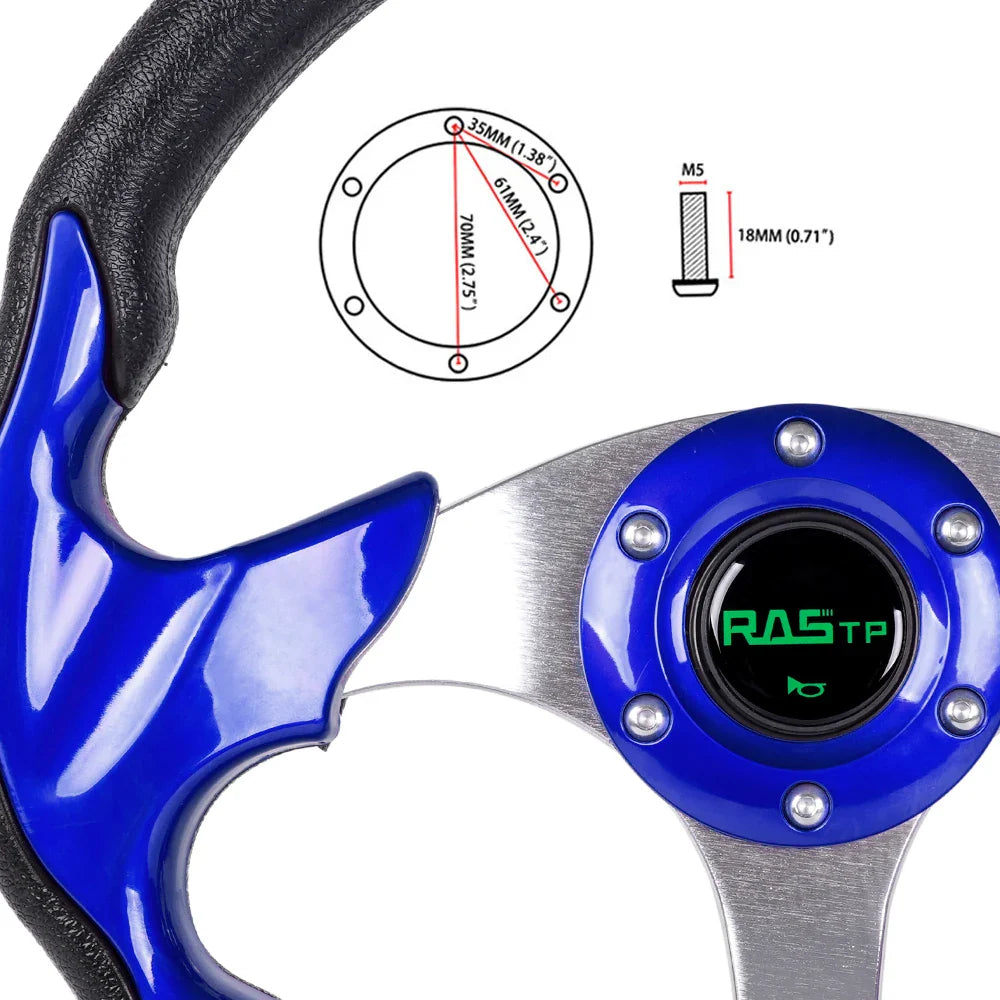 14 Inch 350mm Red Sport Racing Steering Wheel for Golf Cart – PU Leather, Universal Fit