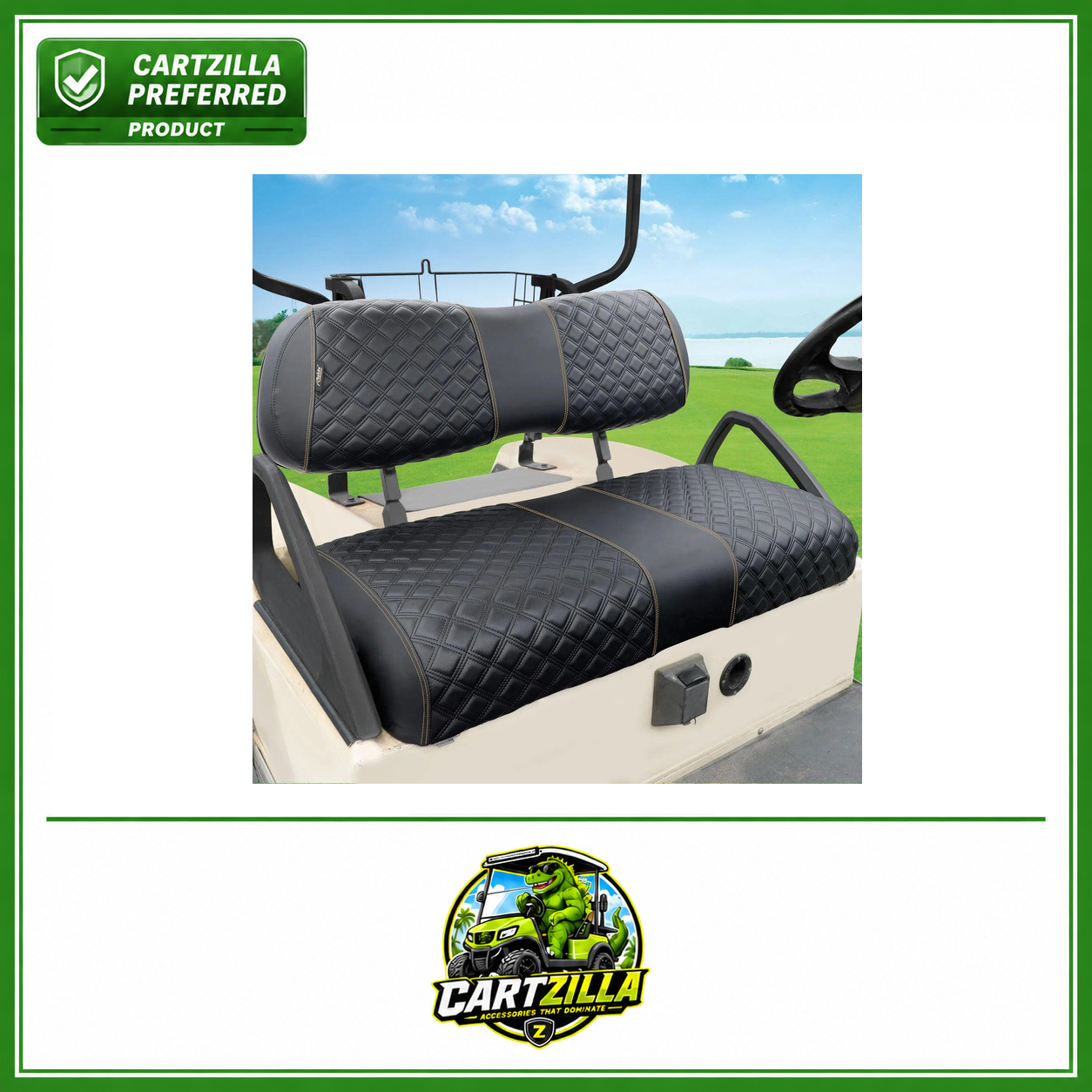 Golf Cart Seat Covers Kit Fit | Club Car DS OEM Ordinary Seat Cushion, Vinyl Material/Soft, Comfortable & Easy to Clean