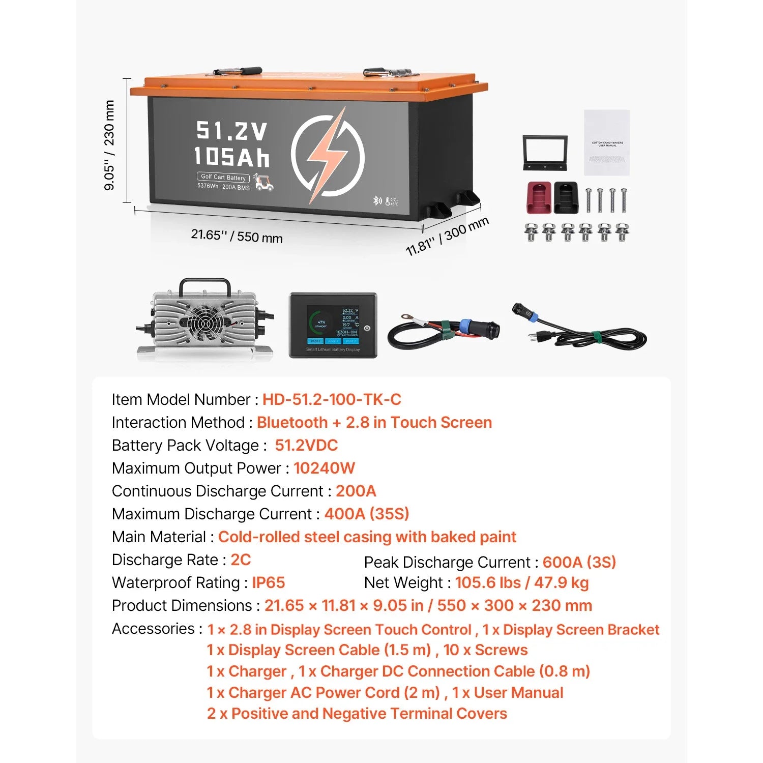 36V/48V 105Ah LiFePO4 Golf Cart Lithium Battery with BMS